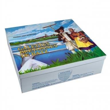 Boite à biscuits, décor "Batz-paludiers" -...